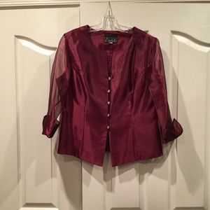 Alex Evenings Burgundy button-down